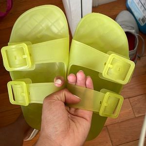 Balenciaga women Mallorca rubber dual-buckle slide sandals, size 8 (true 2 size)